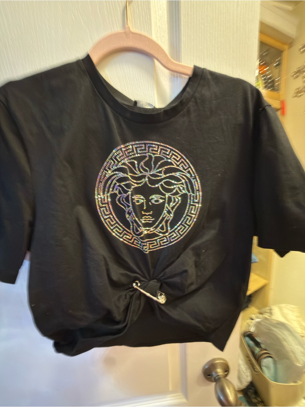 Versace Black Tag With Medusa Hologram